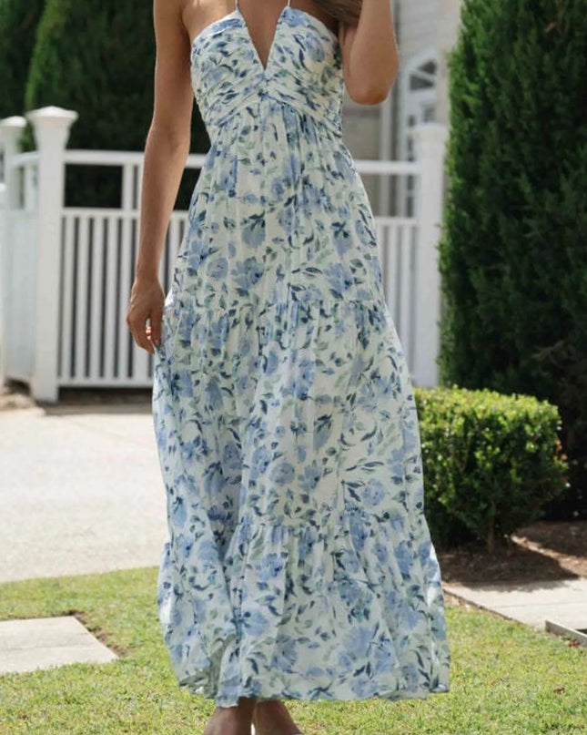 Printed Halter Neck Cami Dress