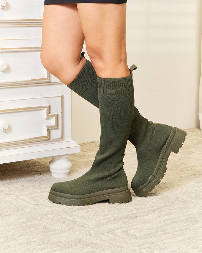 WILD DIVA Footwear Knee High Platform Sock Boots