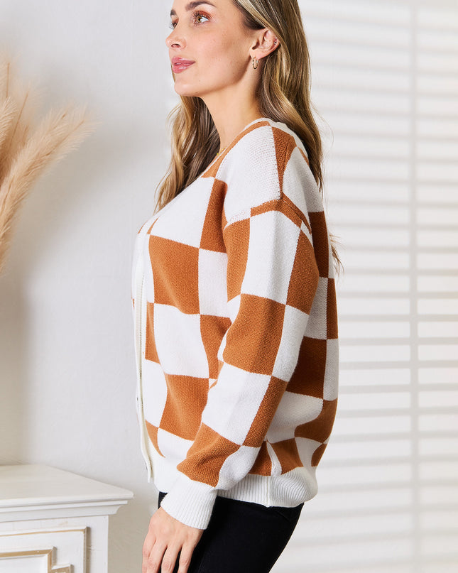 Angel Wings Double Take Button-Up V-Neck Dropped Shoulder Cardigan