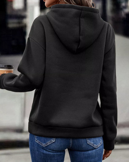 Fringe Detail Long Sleeve Drawstring Hoodie