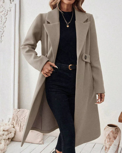 One Button Wool Blend Overcoat