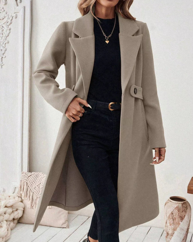 One Button Wool Blend Overcoat