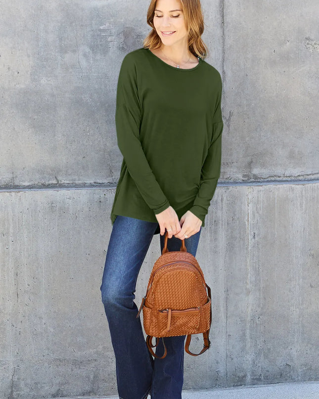 Basic Bae Full Size Round Neck Dropped Shoulder T-Shirt