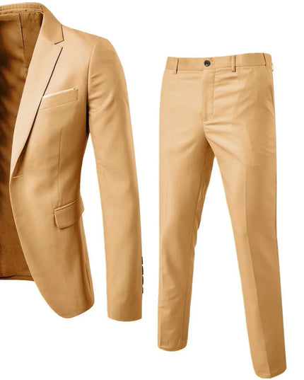 Men's Full Size Slim Fit One Button Top and Pants Two-Piece Blazer Set Plus Size