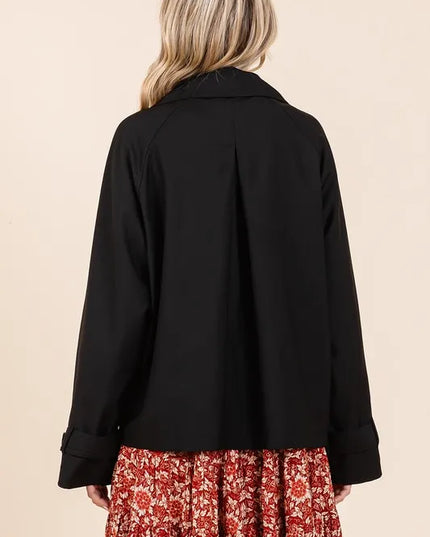 Mittoshop Double Breasted Long Sleeve Trench Coat Jacket