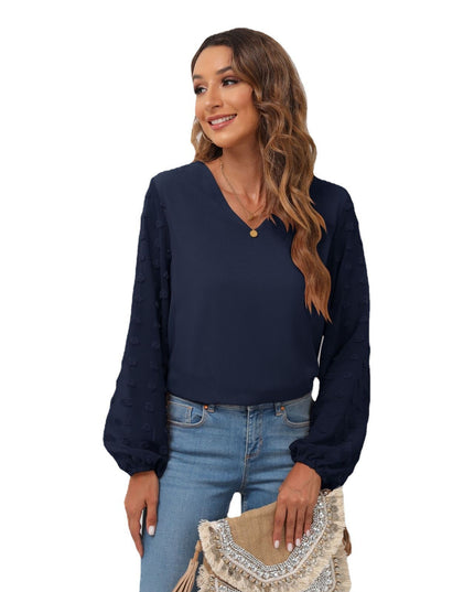 Swiss Dot Balloon Sleeve Blouse