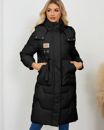 Long Sleeve Longline Hooded Winter Coat