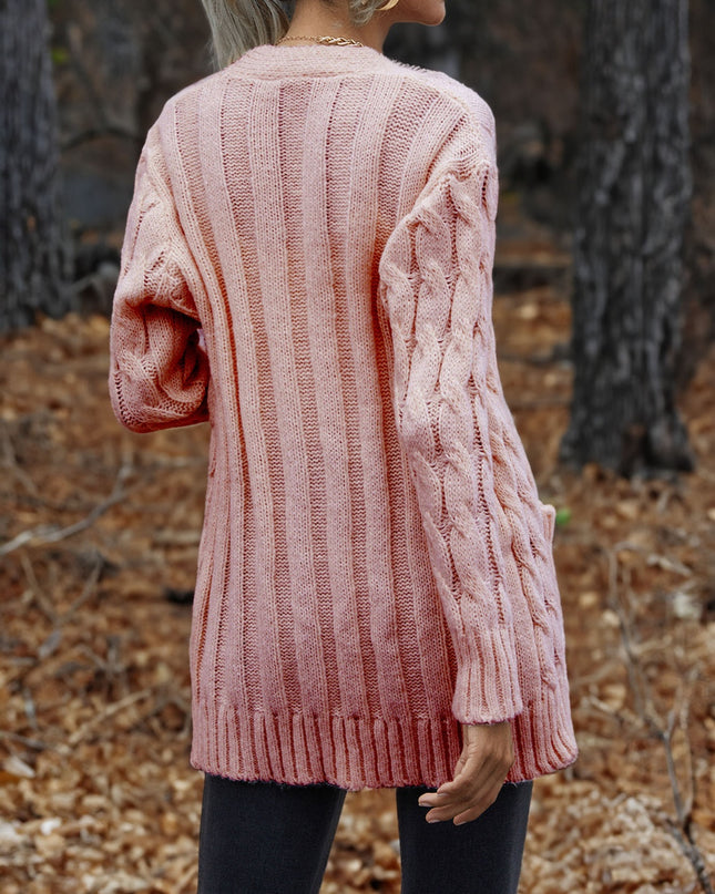 Cable-Knit Button Down Cardigan