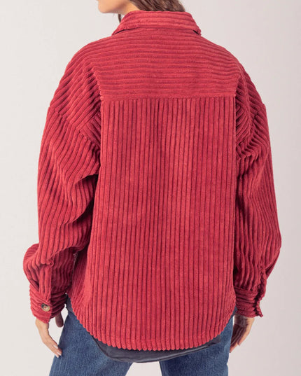 Button Up Long Sleeve Corduroy Jacket