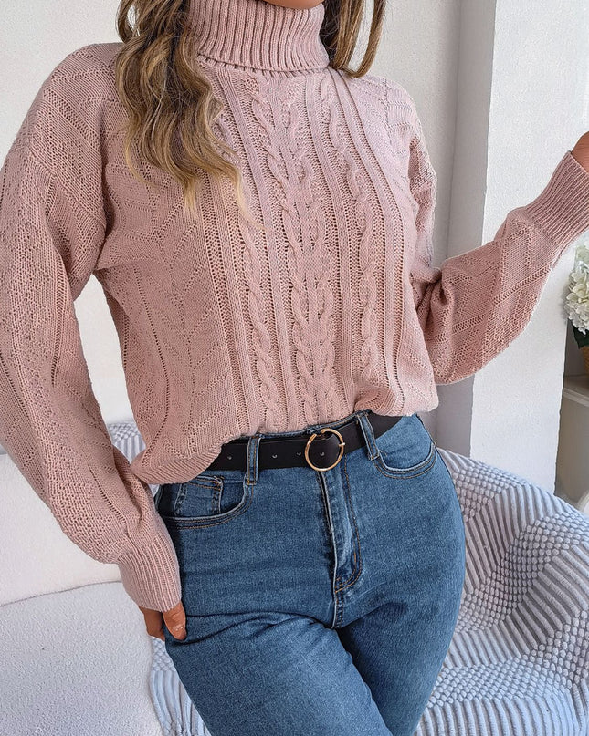 Cable-Knit Turtleneck Sweater