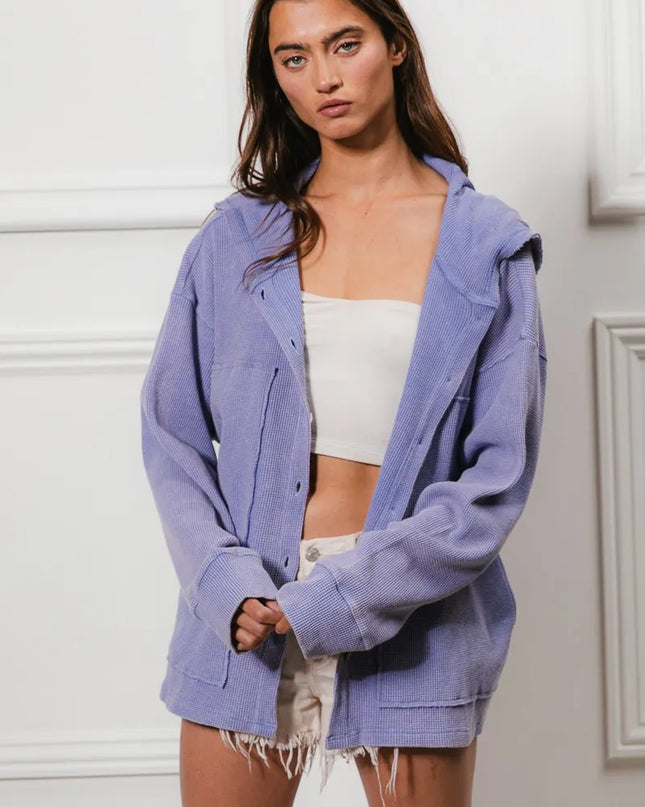 BiBi Washed Waffle Thermal Hooded Jacket