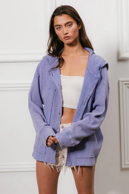 BiBi Washed Waffle Thermal Hooded Jacket