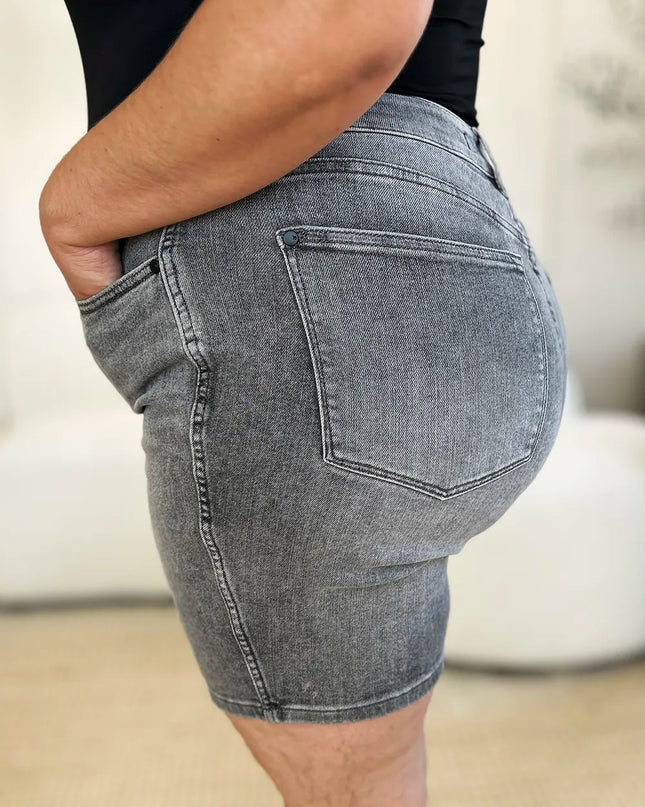 Judy Blue Full Size High Waist Washed Denim Shorts