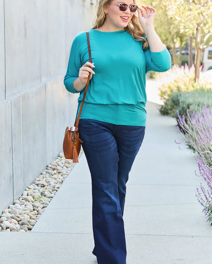 Basic Bae Full Size Round Neck Batwing Sleeve Top