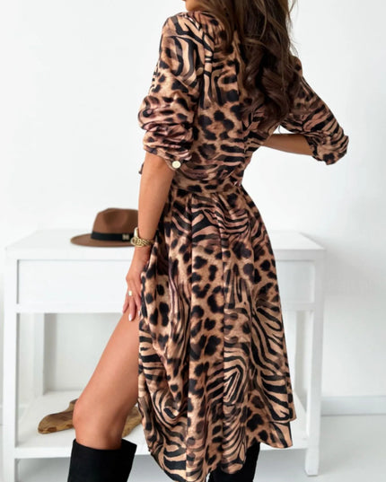 Printed Tie Waist Midi Dress 