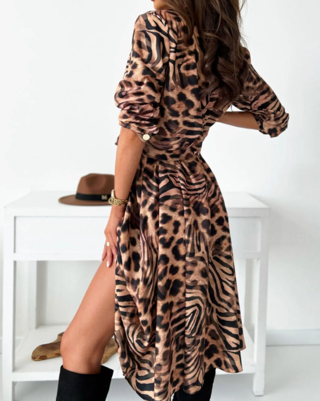 Printed Tie Waist Midi Dress 