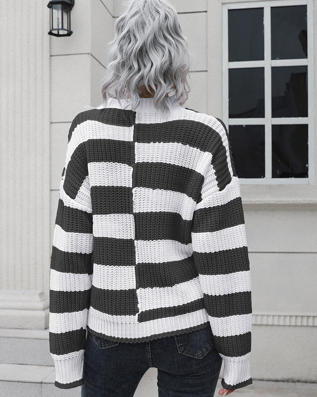 Two-Tone Dropped Shoulder Sweater