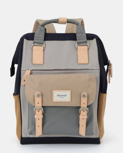 Himawari Waterproof Nylon Backpack Bag with Handles Grey Khaki One Size