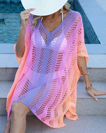 Rainbow Gradient Crochet Beach Cover Up