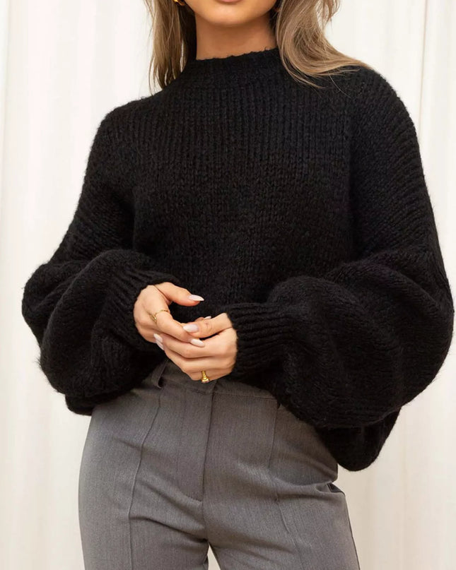 Round Neck Dropped Shoulder Sweater