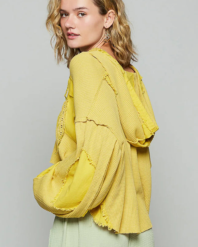 POL Raw Hem Cropped Hooded Jacket