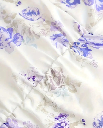 Ruffled Hem Floral Tie-Strap Mini Dress