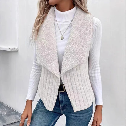 Open Front Fuzzy Vest Coat White