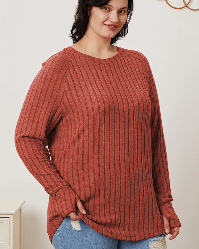 Basic Bae Full Size Ribbed Thumbhole Sleeve T-Shirt