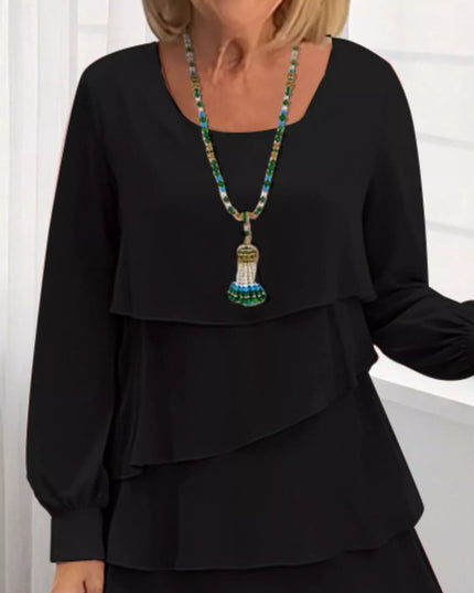 Full Size Layered Long Sleeve Mini Dress Plus Size