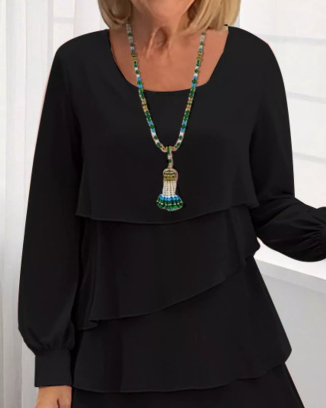 Full Size Layered Long Sleeve Mini Dress Plus Size