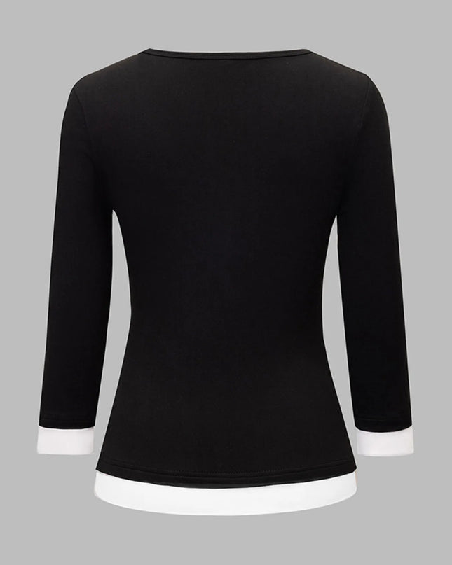 Contrast Trim Long Sleeve T-Shirt
