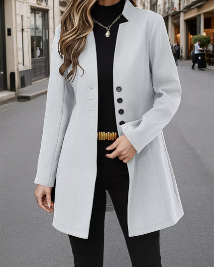 Button Up Long Sleeve Coat Light Gray