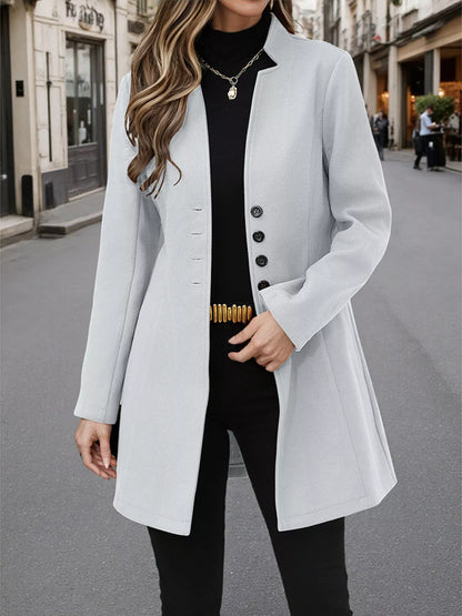 Button Up Long Sleeve Coat Light Gray