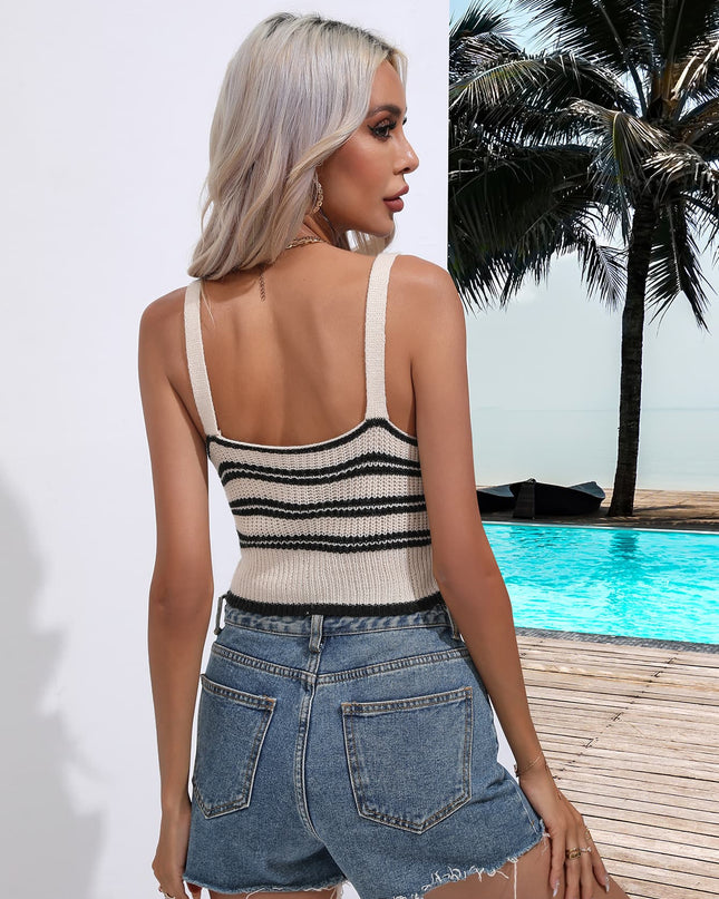 Striped Cropped Knit Tank