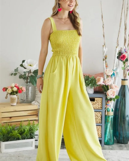 ADORA Smocking Top Wide Leg Jumpsuit 
