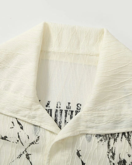 Men's Abstract Print Button-Up Shirt