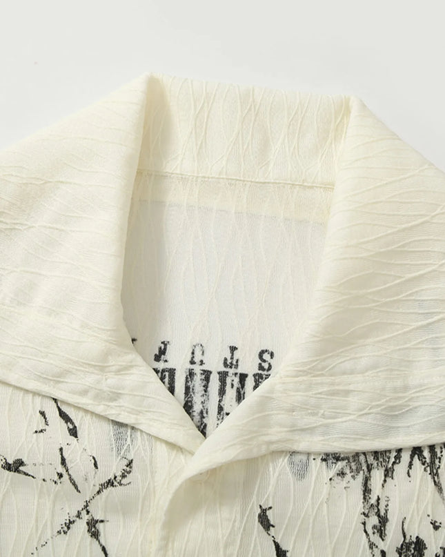 Men's Abstract Print Button-Up Shirt