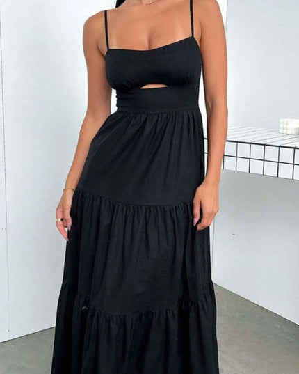 Cut-Out Tiered Dress with Spaghetti Straps