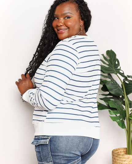 Double Take Striped Long Sleeve Round Neck Top