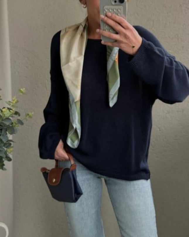 Boat Neck Drop Shoulder Sweater