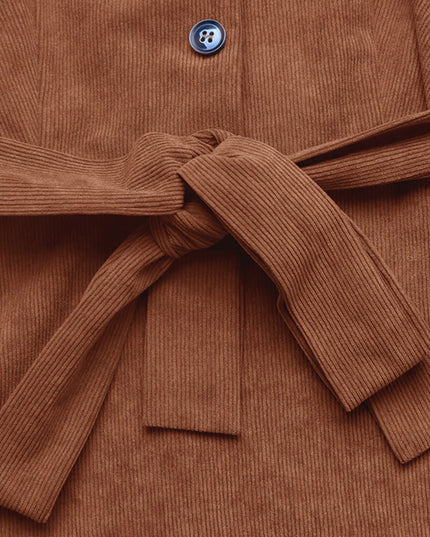 Long Sleeve Button Front Belted Midi Dress