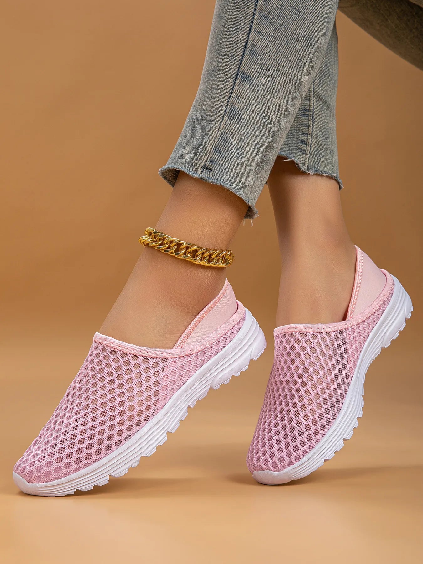 Breathable Mesh Slip-Ons Pink