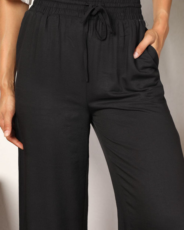 Double Take Drawstring Smocked Waist Wide Leg Pants