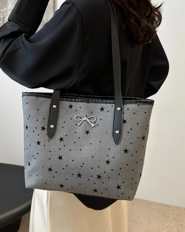 Bow Trim Polyester Tote Bag 