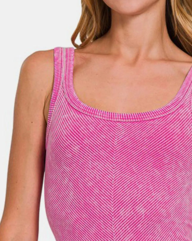 Zenana Ribbed Scoop Neck Tank