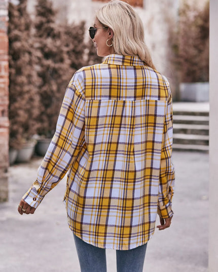 Plaid Button-Down Long Sleeve Shirt