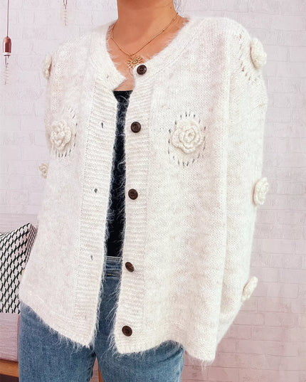Flower Button-Up Cardigan