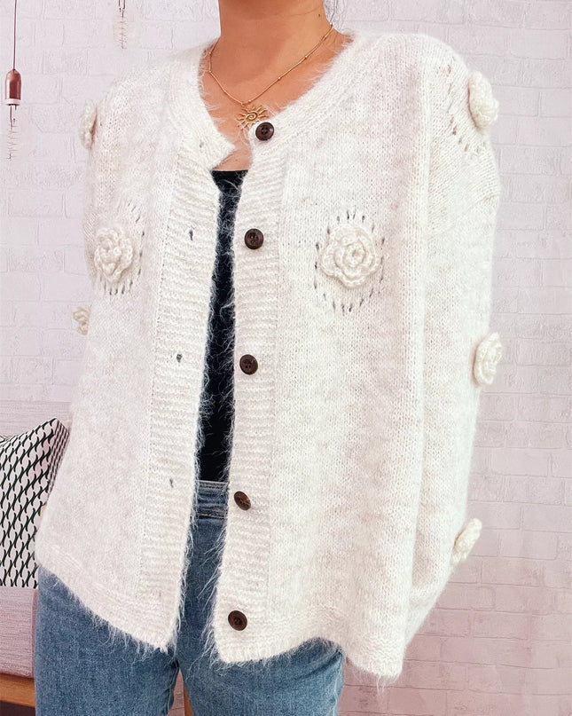 Flower Button-Up Cardigan