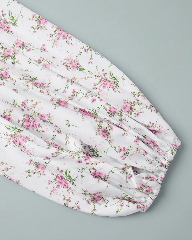 Floral Print Balloon Sleeve Dress