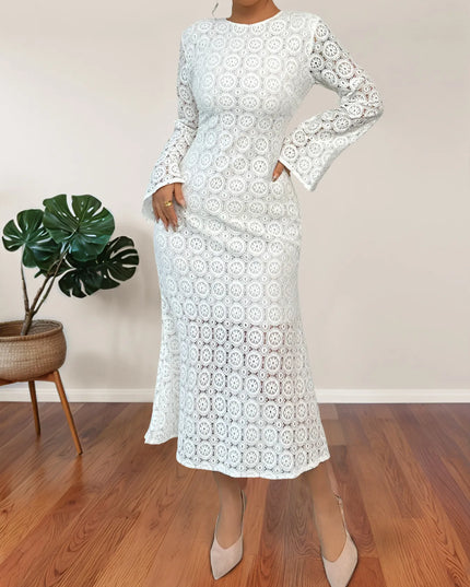 Lace Long Sleeve Midi Dress